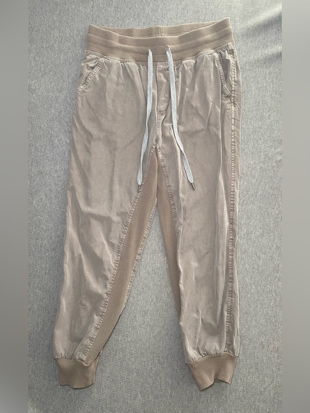 Aerie Jogger Pants Drawstring Women Small Ribbed Taupe